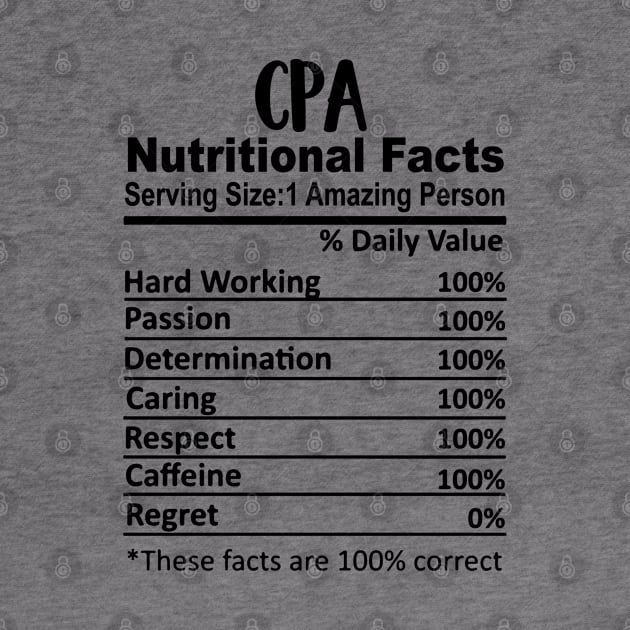 Cpa Nutrition Facts Funny by HeroGifts